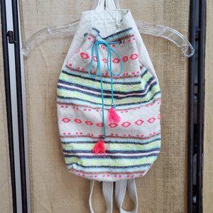 Boho Canvas Backpack, Neon